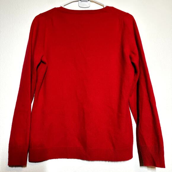 Pure Collection 100% Cashmere Sweater Pullover Crew Neck Knit Red 8/10 M - Picture 5 of 5